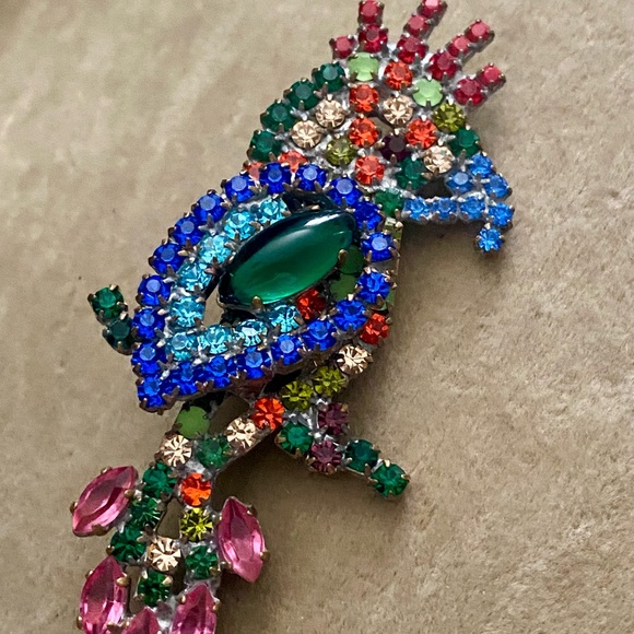 Vintage Czech Glass Rhinestone Bird Brooch 1930’s - Picture 4 of 8